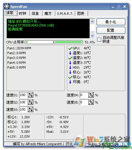 SpeedFan(CPU風扇速度調節軟件) v4.51中文綠色版