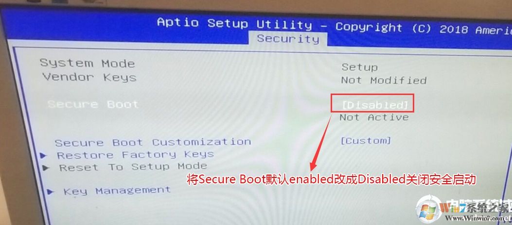 將Secure Boot默認的enabled改成disabled關閉安全啟動 將Secure Boot默認的enabled改成disabled關閉安全啟動