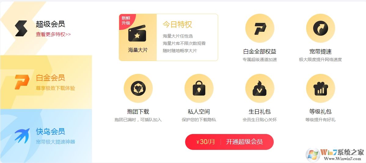 迅雷白金會員和超級會員區別詳解