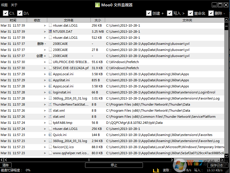 Moo0 FileMonitor(系統文件監視器) V1.11去廣告綠色版