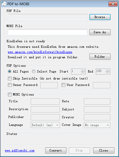 電子書格式轉換器(PDF to MOBI) V1.0
