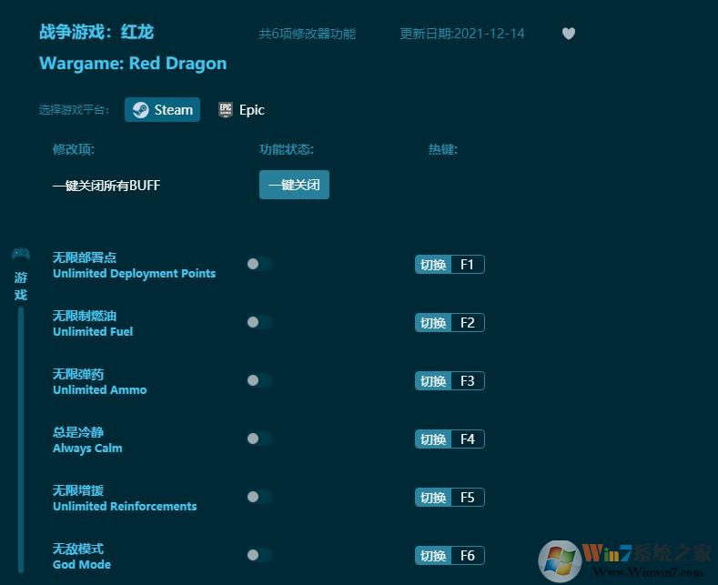 戰爭游戲紅龍六項修改器 v2022