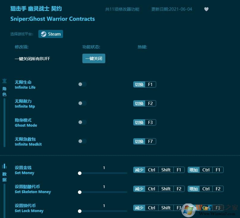 狙擊手幽靈戰士契約十一項修改器 v2022最新版
