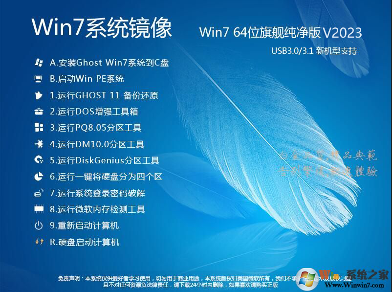GHOST WIN7系統鏡像包(64位)旗艦純凈版V2023[高速優化,支持新電腦]