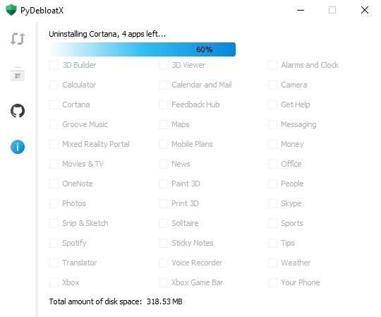 PyDebloatX(卸載win10默認應用)