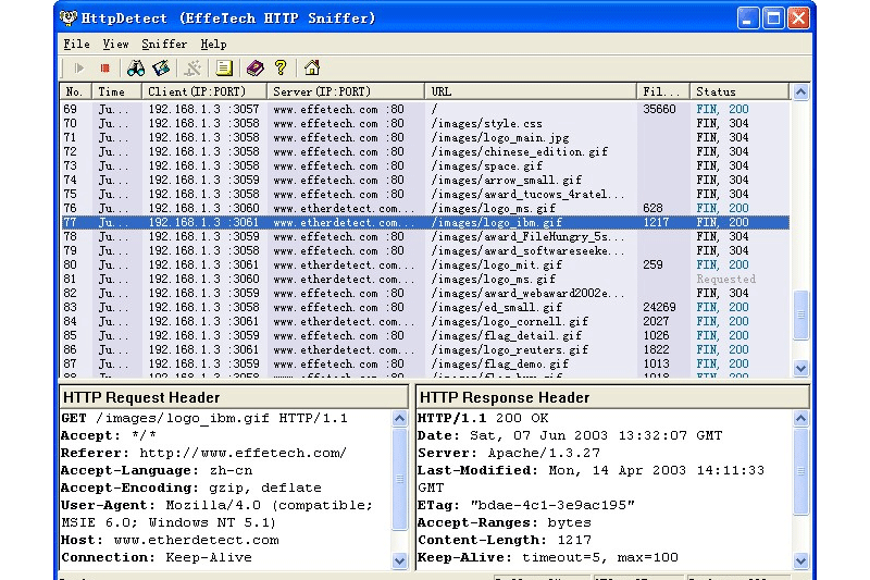 EffeTech HTTP Sniffer(HTTP數據包嗅探器)